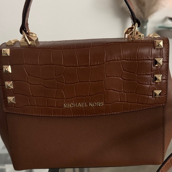Michael Kors Brown Satchel with Gold Accents